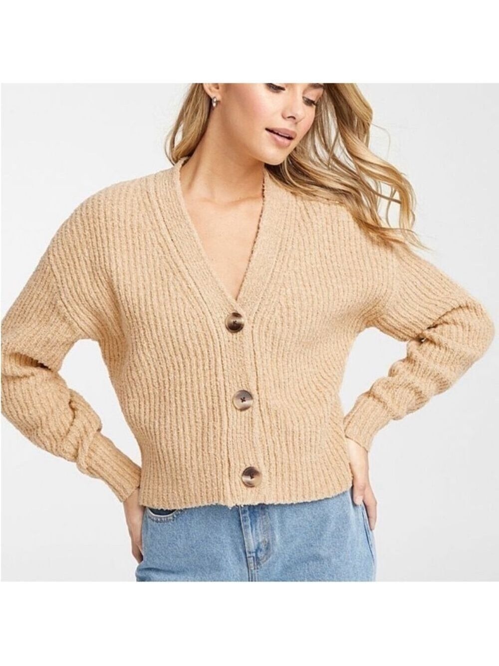 Frank & Oak Cotton Knit Button Front Cardigan Sweater Size Medium